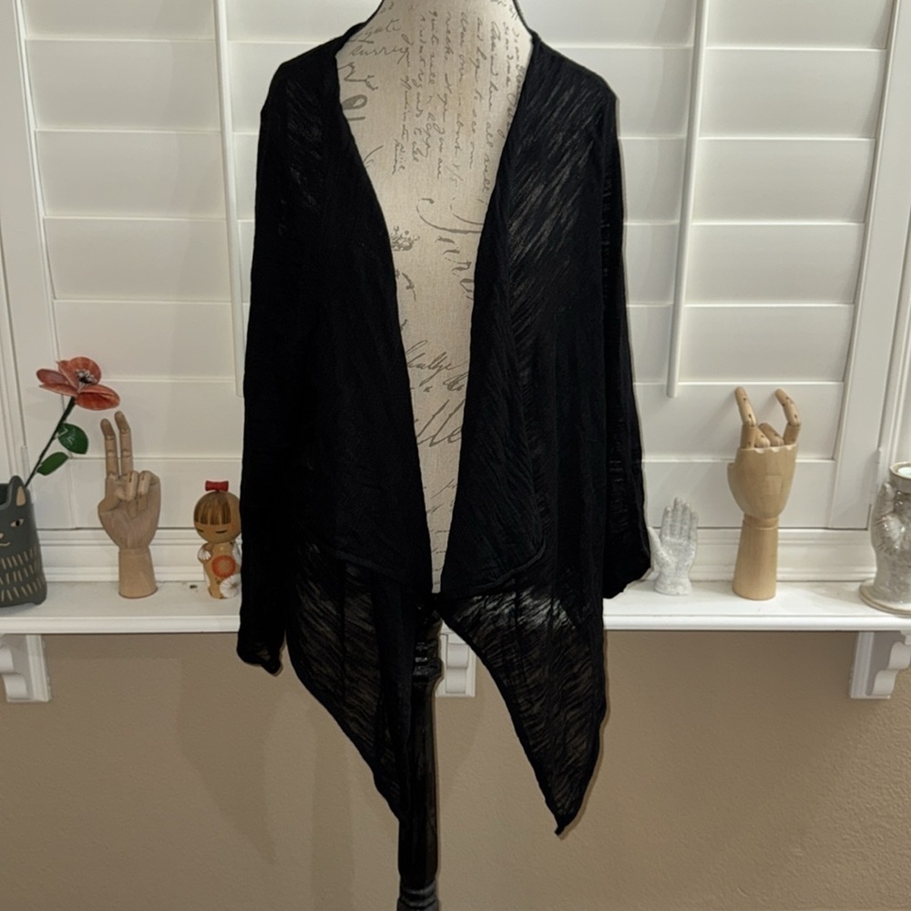 Torrid Slub Cardigan Drape Front Sweater Asphalt